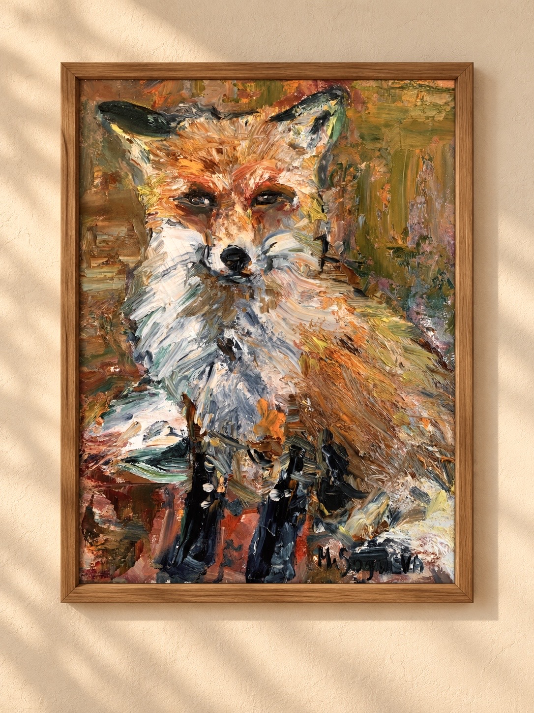 Interior visualisation of Fox by Marina Stognieva framed on a wall